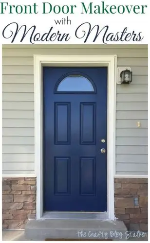 a picture of a front door makeover - a blue front door