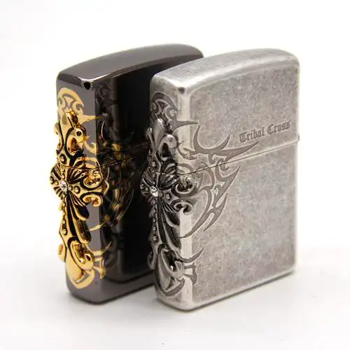 zippo打火机圣十字架侧面部落十字zbt-1-33a古银黑冰古银可选