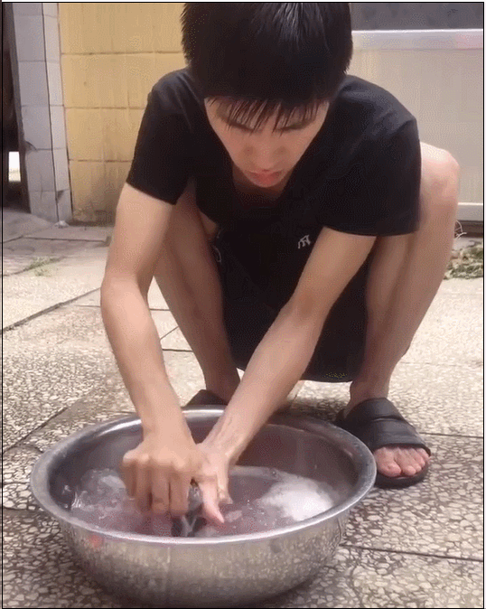 张栋自己洗衣服(图源抖音xinmeng69)