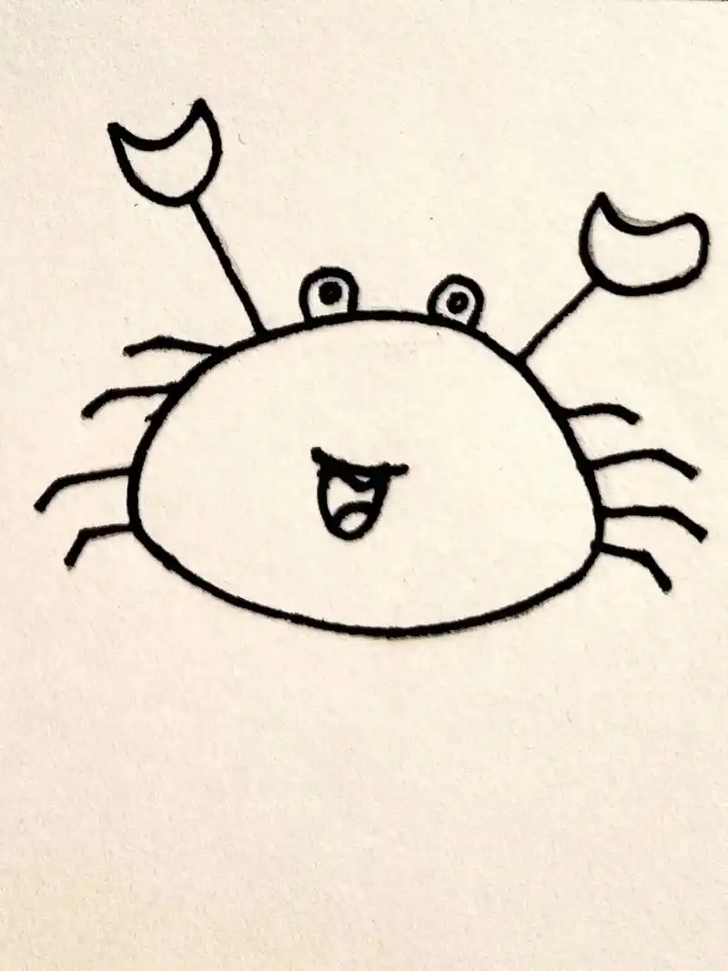 零基础 简笔画 day12  螃蟹02 今天画了9只可爱的小螃蟹,喜欢的小