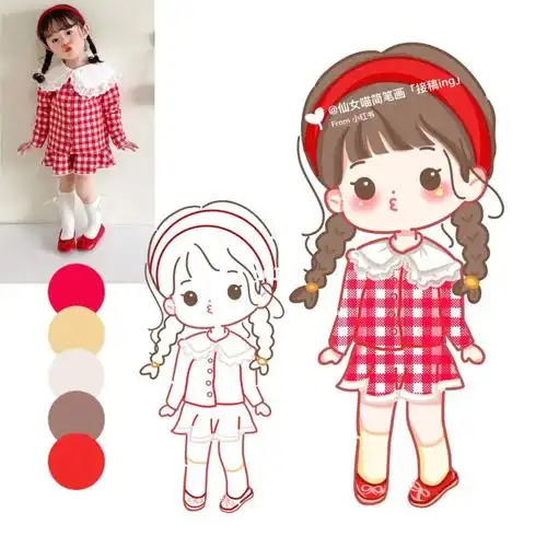 真人转q版女生头像付线稿23