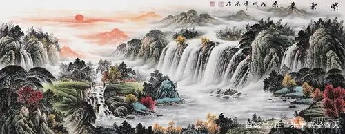 "源远流长山水画是中国山水画众多的作品中的一类,有着美好的风水寓意