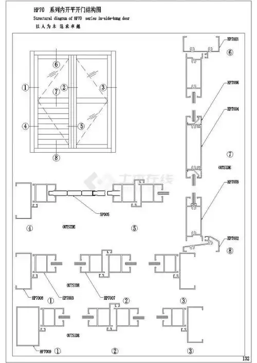 某平开门cad完整设计图纸