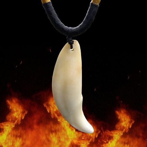 狼牙真黑狗牙辟邪保平安项链吊坠-莲子咖啡