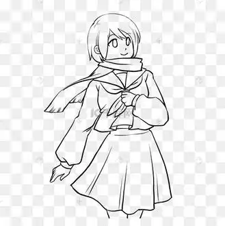 二次元水手服少女线稿