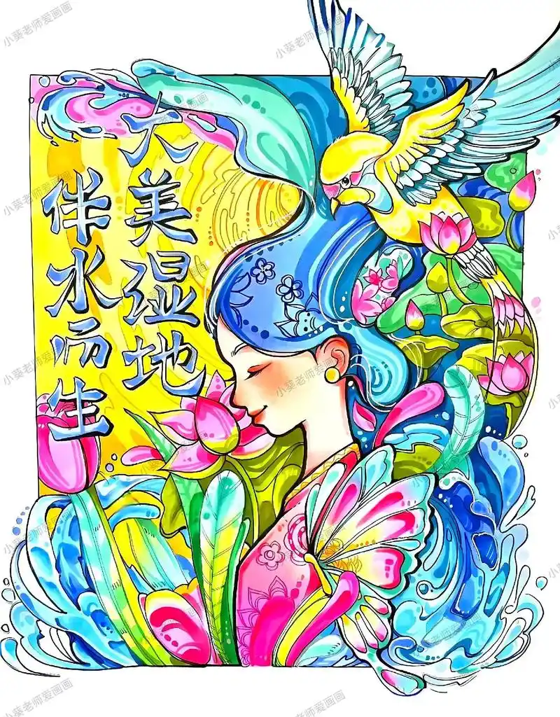 湿地与人类福祉主题绘画一等奖#湿地与人类福祉#大美湿地#人与 - 抖音