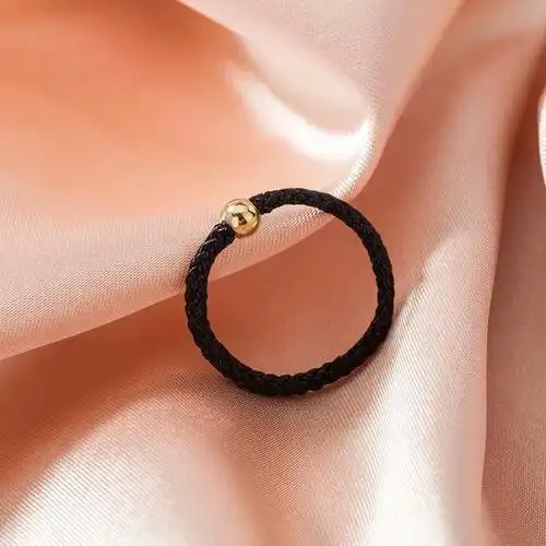 抖音同款小金珠黑绳转运珠戒指女情侣闺蜜小红书红绳编织指环戒指