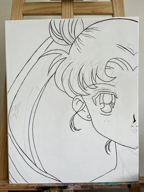 丙烯画|美少女战士93月野兔 附绘画过程图