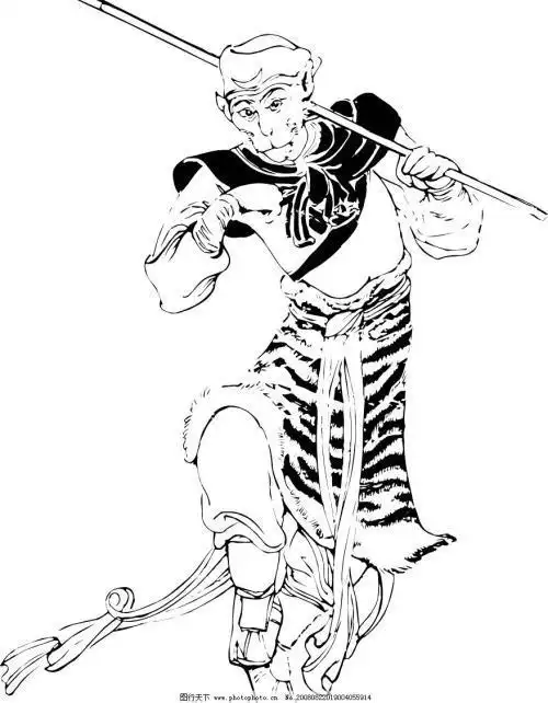 六小龄童扮演的孙悟空简笔画素描