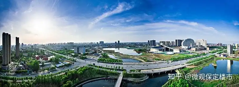 保定东湖航拍实景图10年过去,保定东湖片区现已成为保定现代文化中心