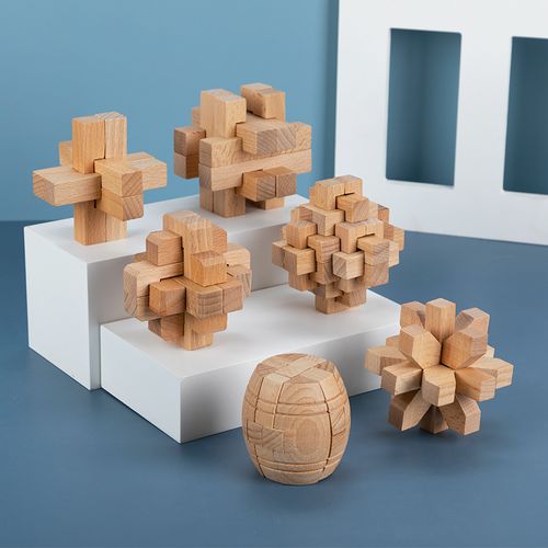 三格田(sangty) 传统原创木质孔明锁智力玩具八卦榫卯结构鲁班解锁