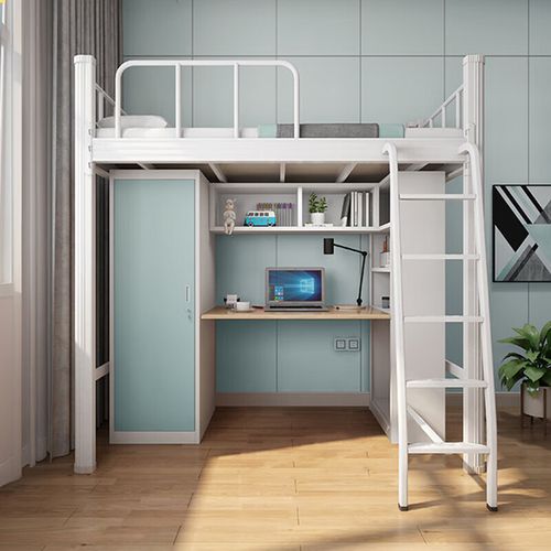 佐盛公寓床上床下桌宿舍双层床铁艺床员工上下床组合高低床单人床含柜