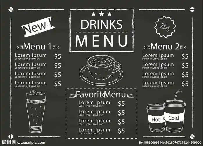 黑板板报效果咖啡厅快餐店菜单图片