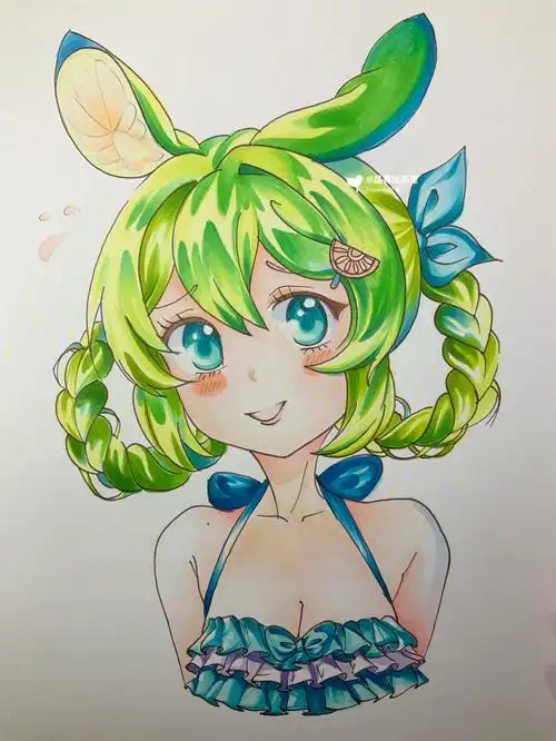 no2美少女头像马克笔临摹