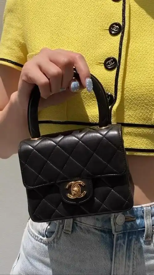 vintage中古chanel香奈儿手提mini方胖子