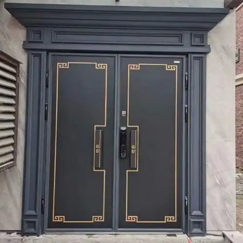 新中式双开别墅大门 铜门厂家 防爆铸铝门智能家用入户防盗门甲级
