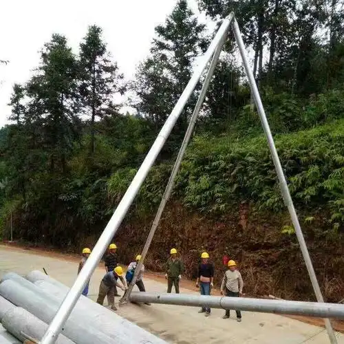 铝合金双杆立杆机恒鑫12米野外电线杆立杆机厂家水泥杆人字抱杆