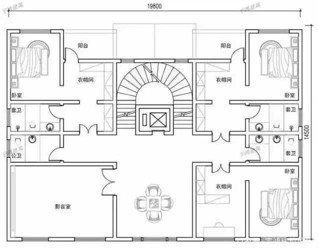 320平高端大气三层别墅设计图纸三层