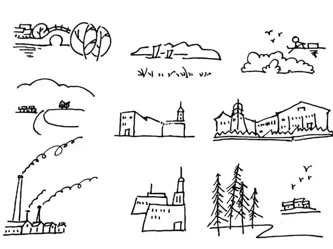 13简笔画打卡极简单系列风景