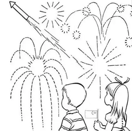 家长要注意儿童新年画放烟花鞭炮新年玩耍儿童插画手绘放烟花图片素材