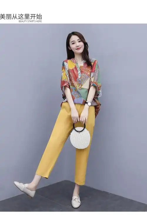 余今品牌棉麻套装女2021年夏装新款女装气质休闲时尚洋气夏季亚麻两件