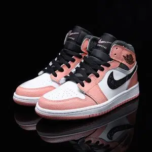 新款秋季aj女鞋樱花粉运动学生烟灰女粉色冰淇淋莆田aj1高帮板鞋