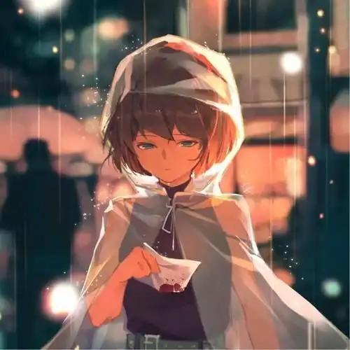 雨中穿雨衣伤感漫画女生头像图片