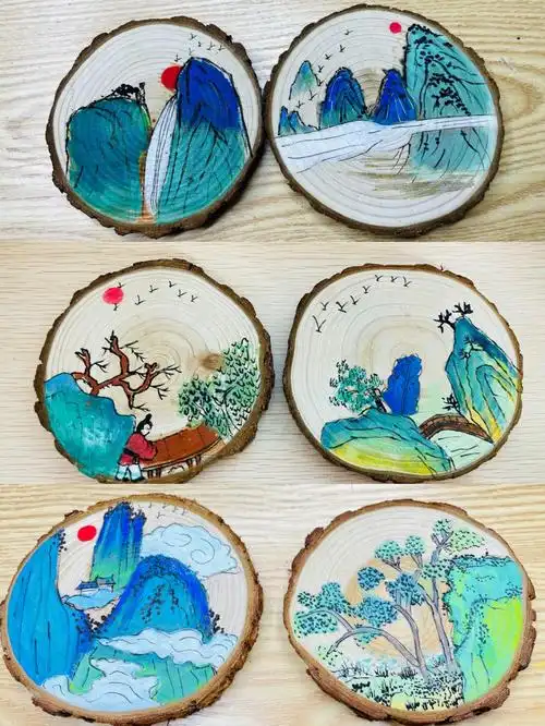 木头作画青绿山水哪组更好看呢