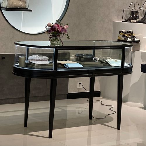 定制饰品店铺陈列柜圆弧形玻璃珠宝展示柜玉器翡翠戒指摆放柜台