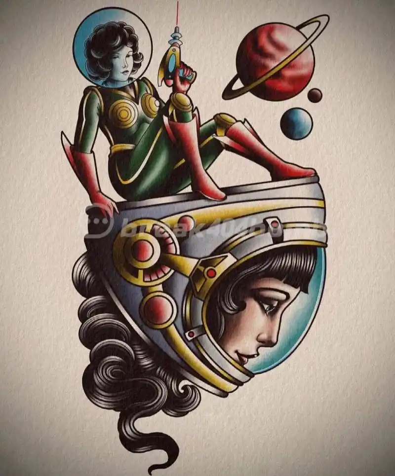 oldschool彩色花臂拼接纹身手稿 适合拼接花臂的中大图 · · · #old