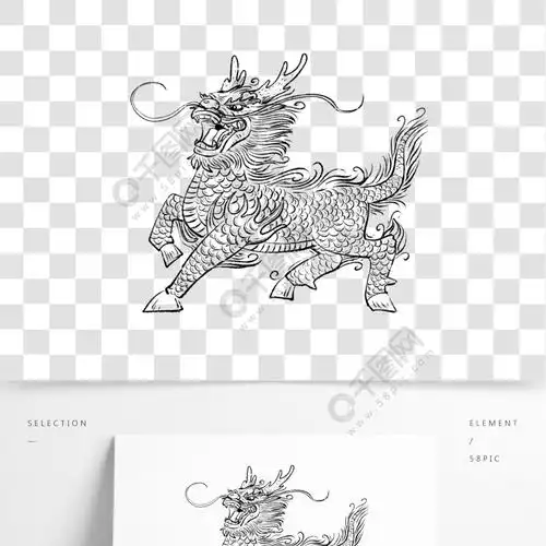 线描麒麟图