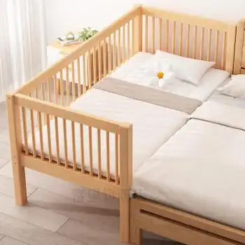 床加高护栏定制大床加宽婴儿拼接床 榉木版200*58*40三面(肤床垫 床围
