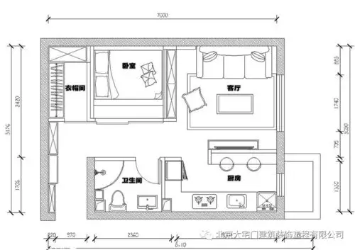 北京35平米小户型单身公寓装修,大宅门装饰推荐案例