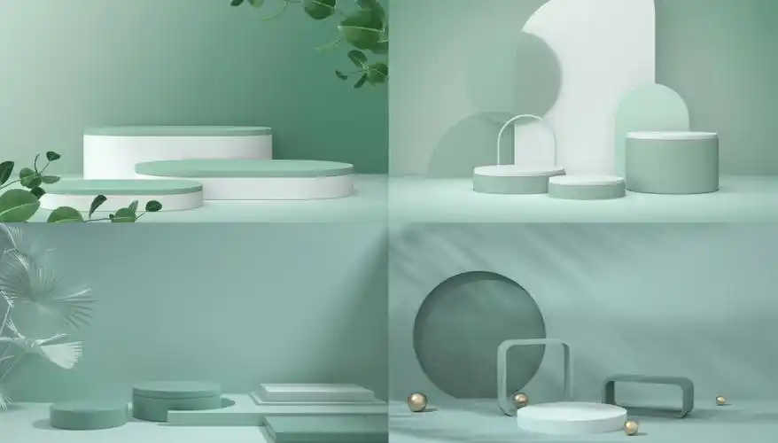 我找到了绝美的莫兰迪绿色系产品背景图