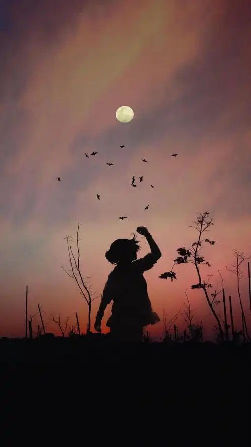 月光下一个人伤感背影