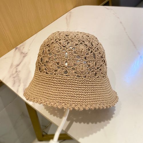 日系手工钩织镂空盆帽女韩版春夏新款透气钩花帽子