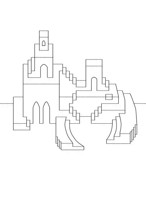 建筑立体卡纸纸雕贺卡图纸a4