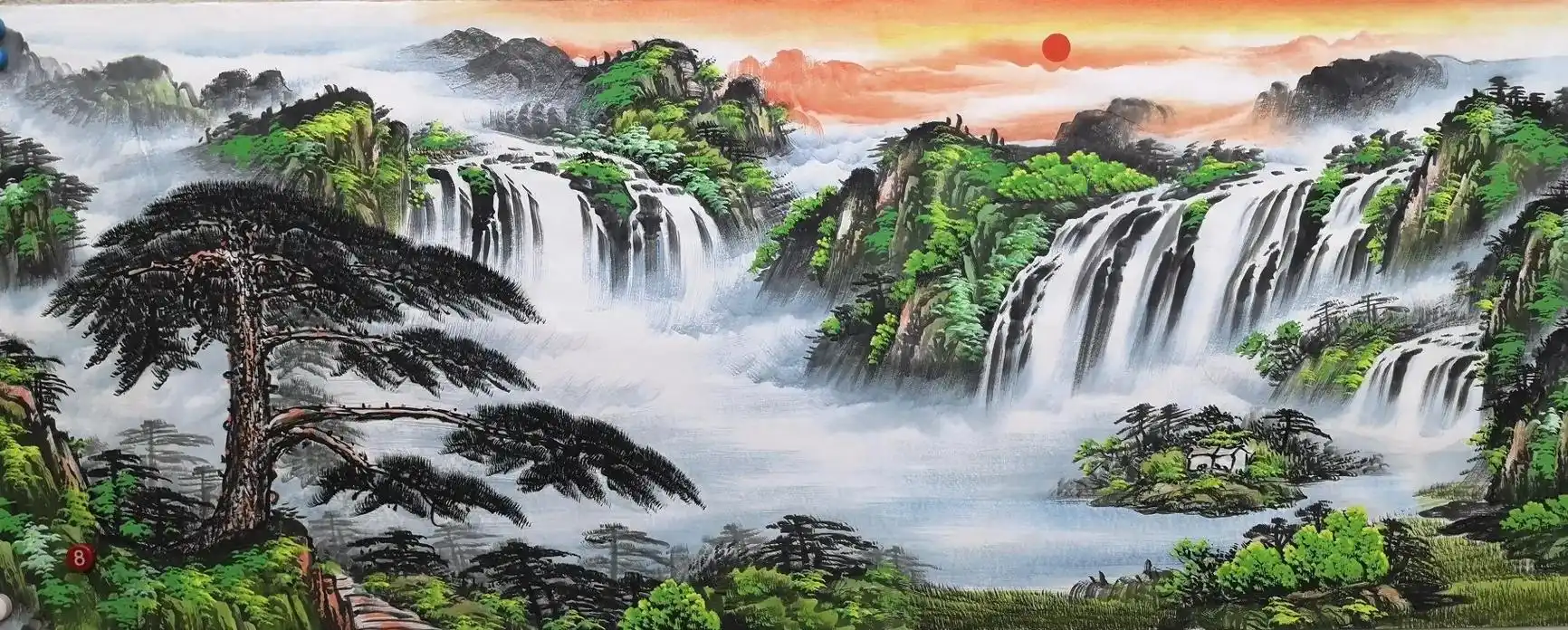 迎客松山水画中式客厅国画有山有水装饰画办公室挂画公司招财壁画