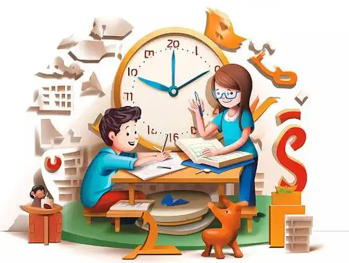 教育培训招生学习暑假招生卡通插画老师辅导学生学习场景