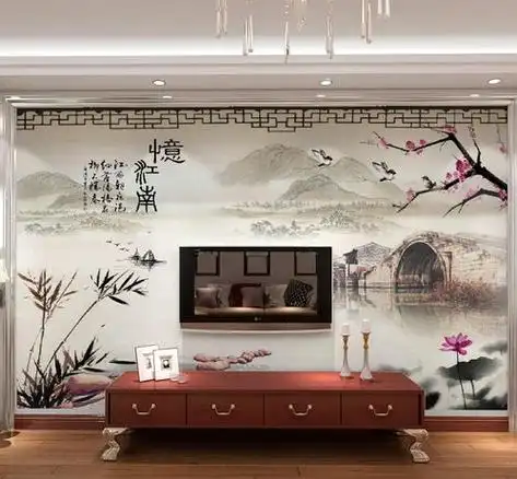 客厅电视背景墙山水画风水好吗