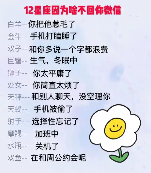 12星座不回微信消息的原因,金牛座"手机打瞌睡了"