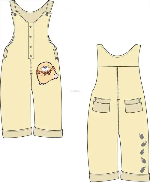 儿童套装设计手稿图-亲子装款式效果图-cfw服装设计