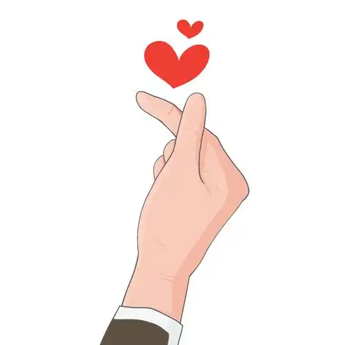 红色卡通心跳表情包爱你手势gif动态图