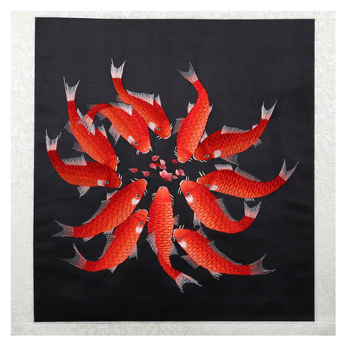 年年有余 湘绣纯手工刺绣湖南特产客厅画装饰画工艺品 4550