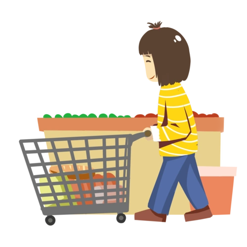 双十二购物车卡通插画图片