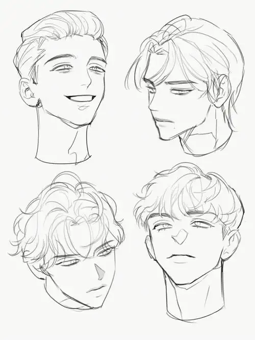 板绘素材67帅气男生头像线稿参考
