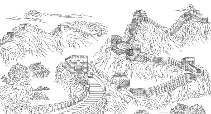 11张画长城的简笔画图片
