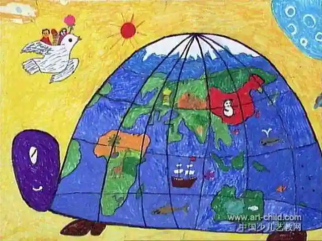 创意美术作品欣赏儿童绘画大全简单漂亮  在孩子的画简笔画外面的世界