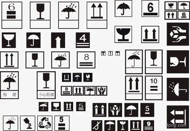 包装纸箱标识png素材透明免抠图片图标元素
