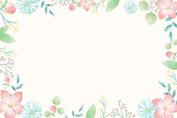 水彩花卉背景边框小清新边框花朵植物背景花边水彩叶子插画